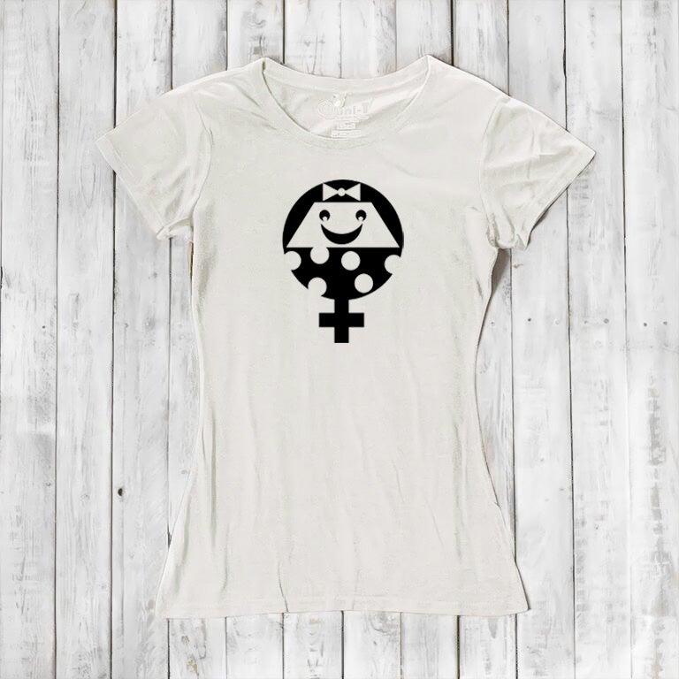 Ivory Women's Female Symbol T-Shirt in Bamboo & Organic Cotton with bold black feminist graphic. Sustainable and empowering gift tee by Uni-T.