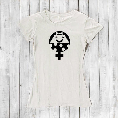 Ivory Women's Female Symbol T-Shirt in Bamboo & Organic Cotton with bold black feminist graphic. Sustainable and empowering gift tee by Uni-T.