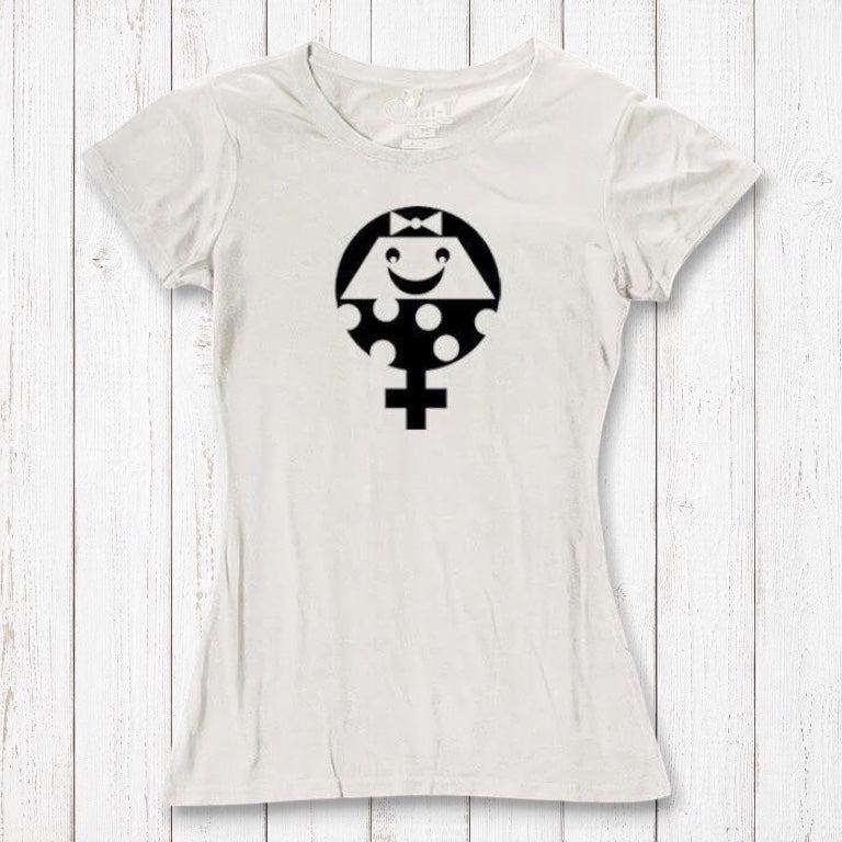 Ivory Women's Female Symbol T-Shirt in Bamboo & Organic Cotton with bold black feminist graphic. Sustainable and empowering gift tee by Uni-T.