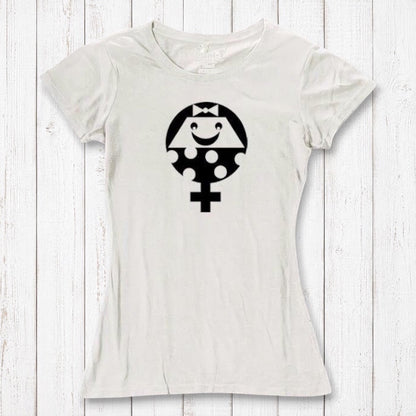 Ivory Women's Female Symbol T-Shirt in Bamboo & Organic Cotton with bold black feminist graphic. Sustainable and empowering gift tee by Uni-T.