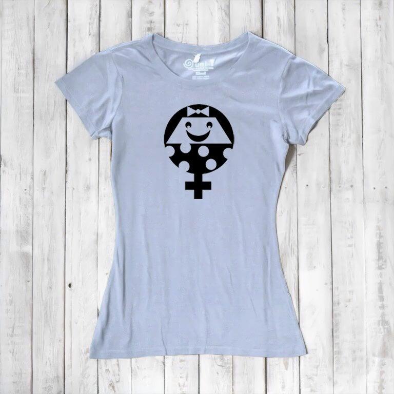 Light blue Women's Female Symbol T-Shirt in Bamboo & Organic Cotton with black feminist graphic. Eco-friendly gender equality tee by Uni-T.