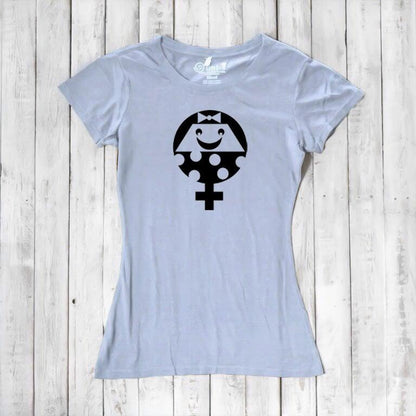 Light blue Women's Female Symbol T-Shirt in Bamboo & Organic Cotton with black feminist graphic. Eco-friendly gender equality tee by Uni-T.