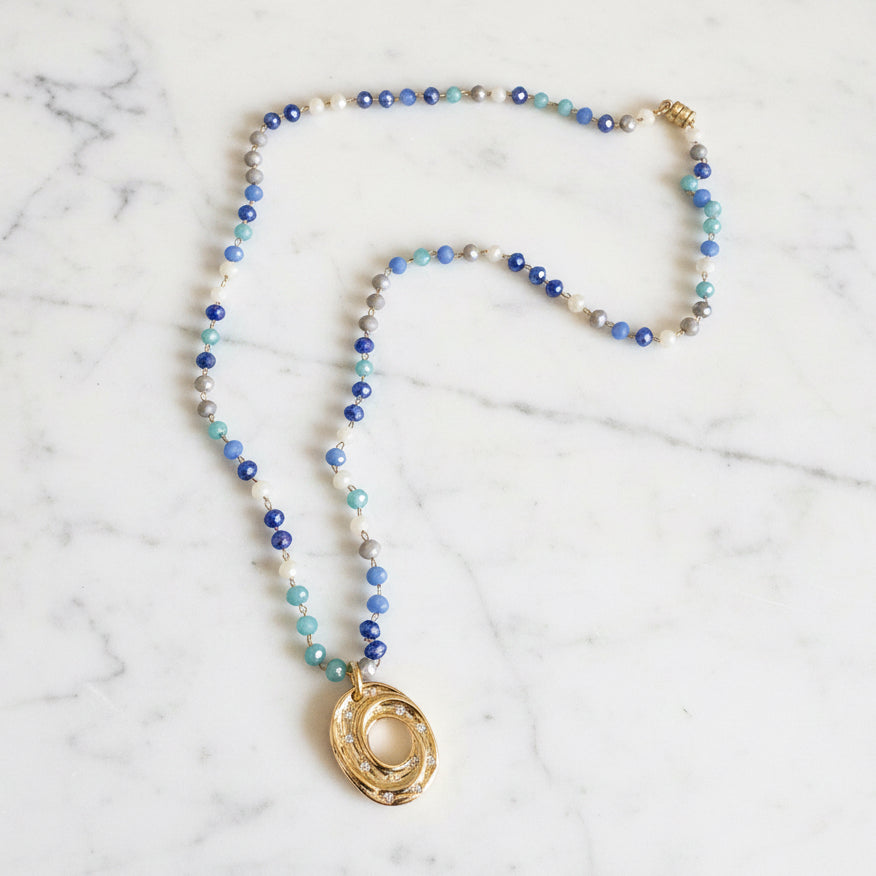 Cubic Zirconia, Glass & 14K Gold Fill Chain Necklace