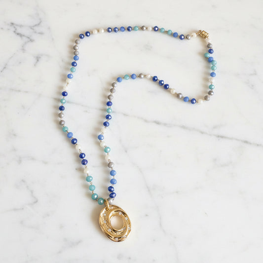 Cubic Zirconia, Glass & 14K Gold Fill Chain Necklace