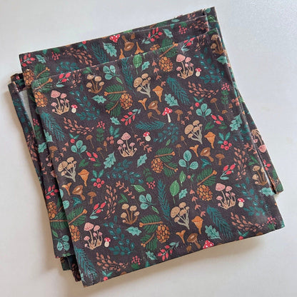 Mushroom print linen napkin on table setting