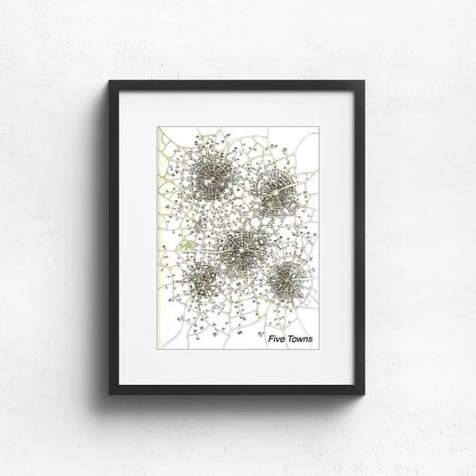 Five Towns, Imaginary Map Art Prints - Uni-T