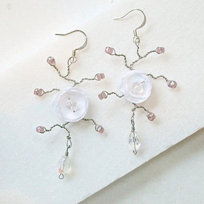 Flower Earrings - White - Uni-T