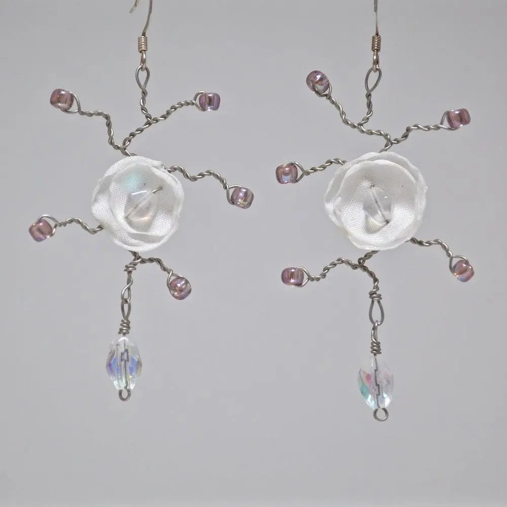 Flower Earrings - White - Uni-T