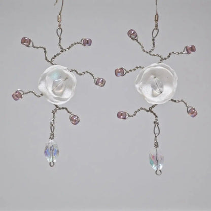 Flower Earrings - White - Uni-T