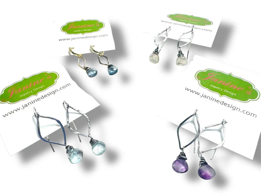 Fluorite Gemstone Marquise Earrings* Janine Gerade