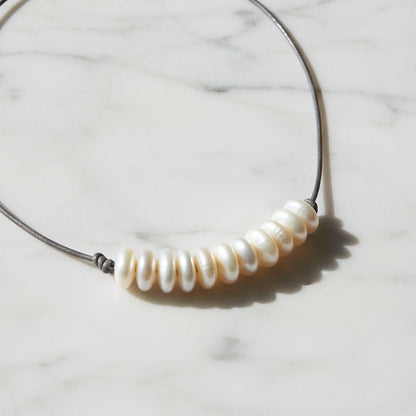 Freshwater Pearl Disk Adjustable Necklace* Janine Design