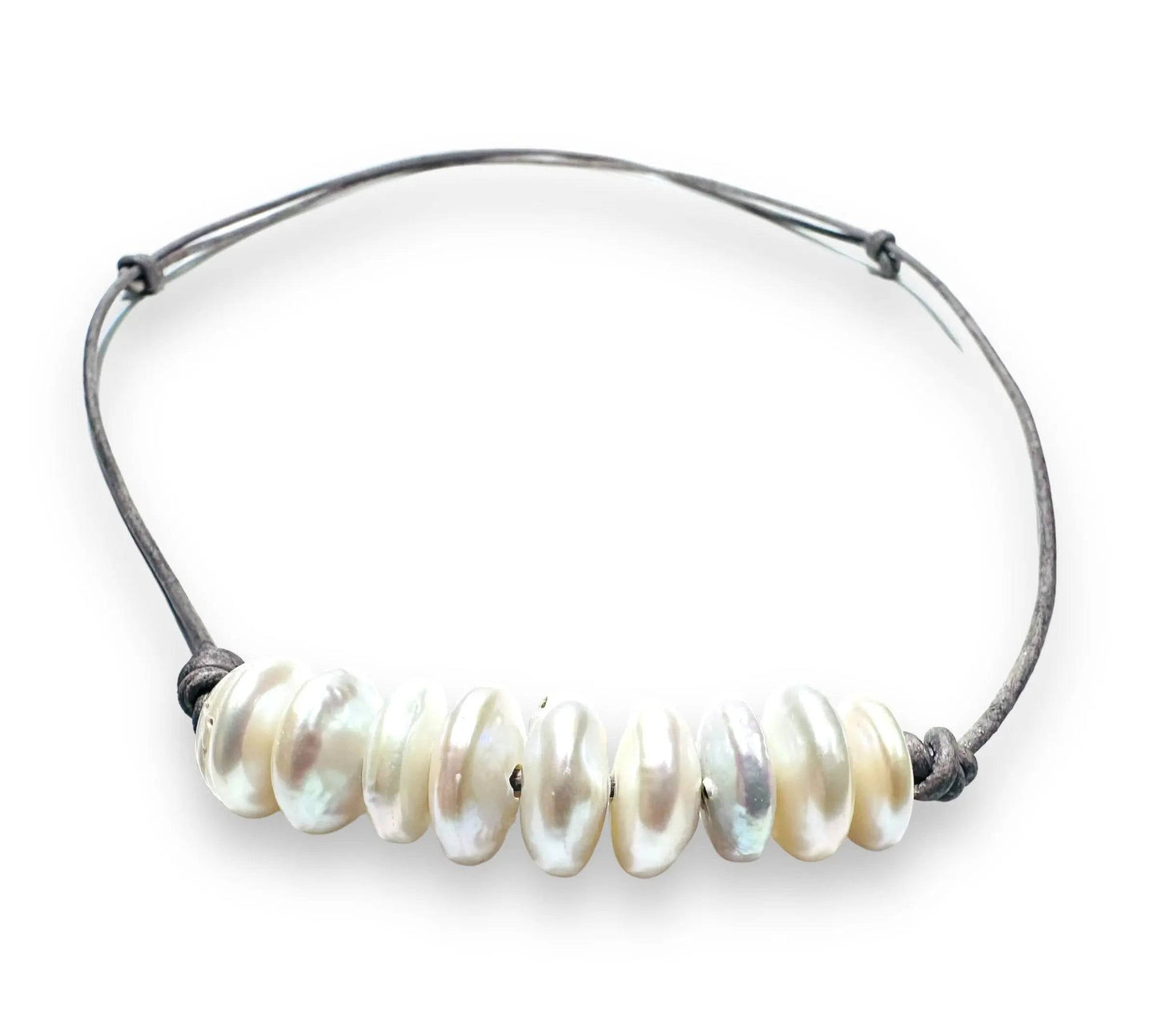 Freshwater Pearl Disk Adjustable Necklace* Janine Design