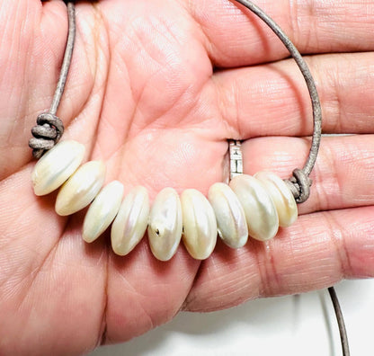 Freshwater Pearl Disk Adjustable Necklace* Janine Design