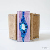 Fused Recycled Glass 2" Reclaimed Leather Cuff