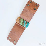 Fused Recycled Glass 2" Reclaimed Leather Cuff