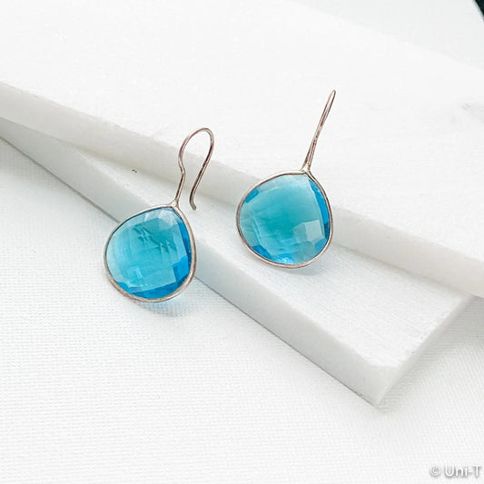 Gem Drop Earrings, Polished Quartz Earrings - Uni-T