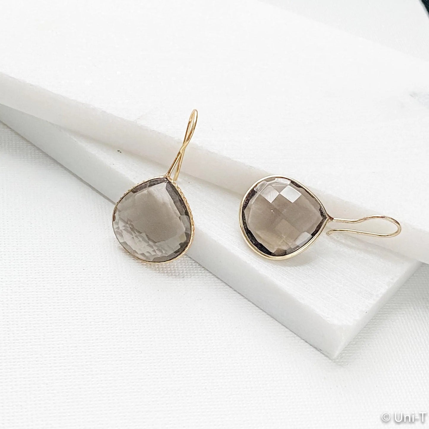 Gem Drop Earrings, Polished Quartz Earrings - Uni-T