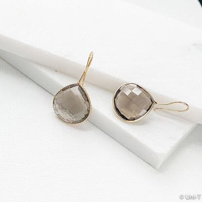 Gem Drop Earrings, Polished Quartz Earrings - Uni-T
