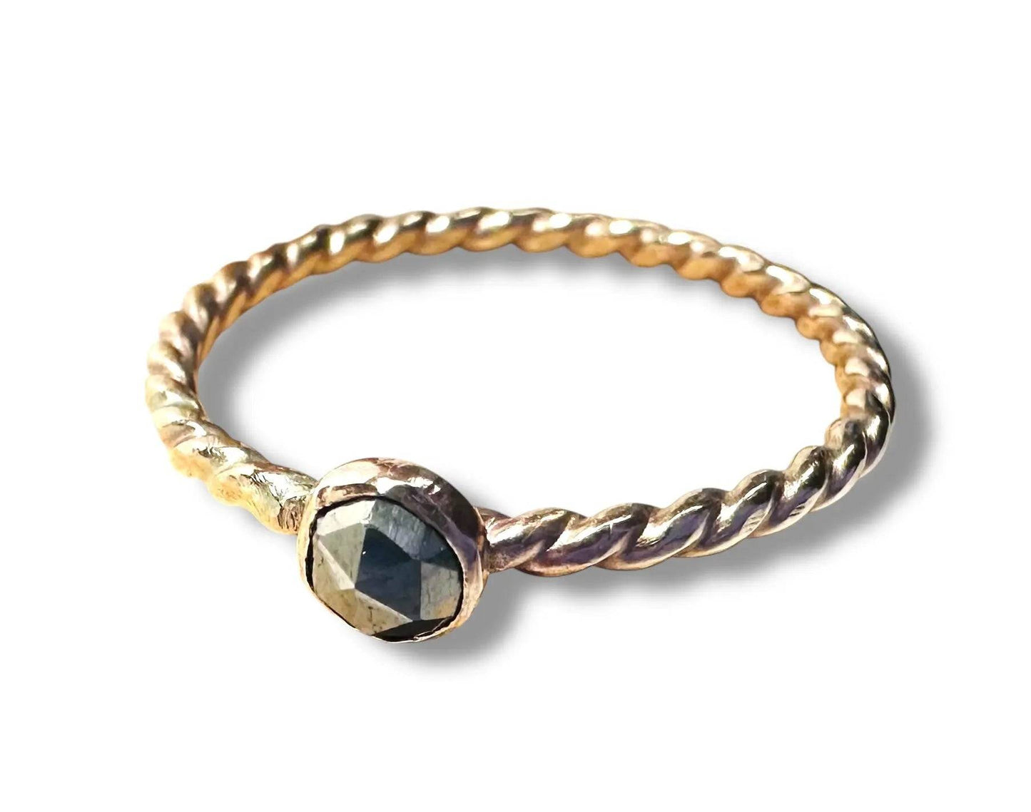 Gemstone Ring, Gold Bezel Ring, 4mm Bezel Ring, Twist Band Ring, Stacking Gemstone Rings 1/20 14K Gold Filled* Janine Gerade