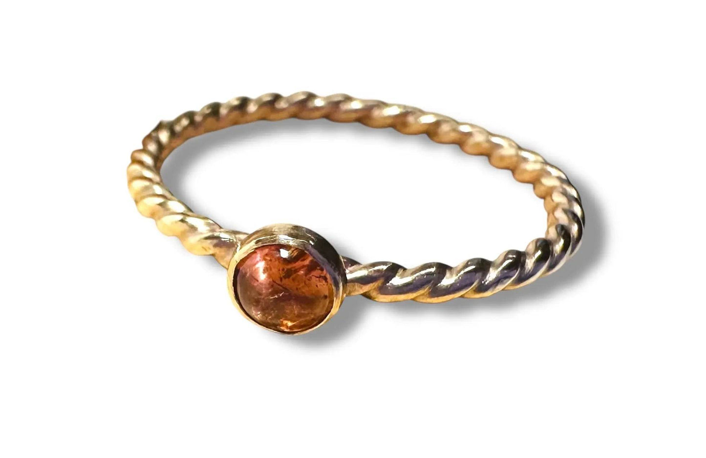 Gemstone Ring, Gold Bezel Ring, 4mm Bezel Ring, Twist Band Ring, Stacking Gemstone Rings 1/20 14K Gold Filled* Janine Gerade