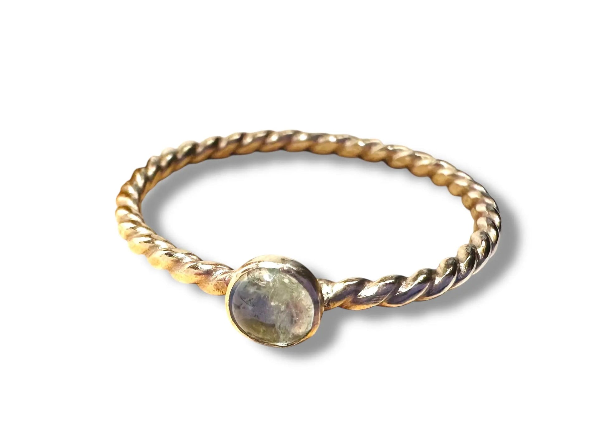 Gemstone Ring, Gold Bezel Ring, 4mm Bezel Ring, Twist Band Ring, Stacking Gemstone Rings 1/20 14K Gold Filled* Janine Gerade