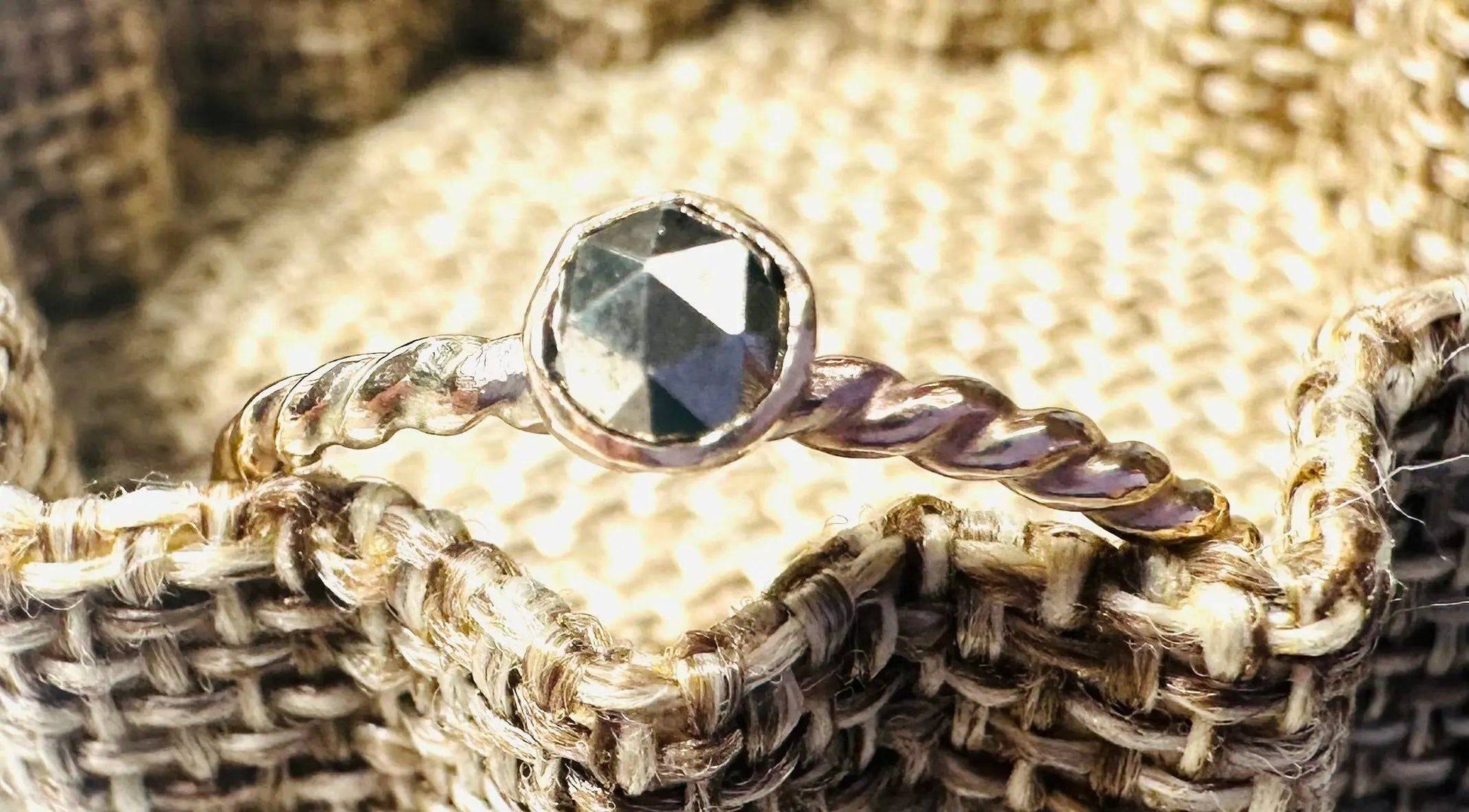 Gemstone Ring, Gold Bezel Ring, 4mm Bezel Ring, Twist Band Ring, Stacking Gemstone Rings 1/20 14K Gold Filled* Janine Gerade