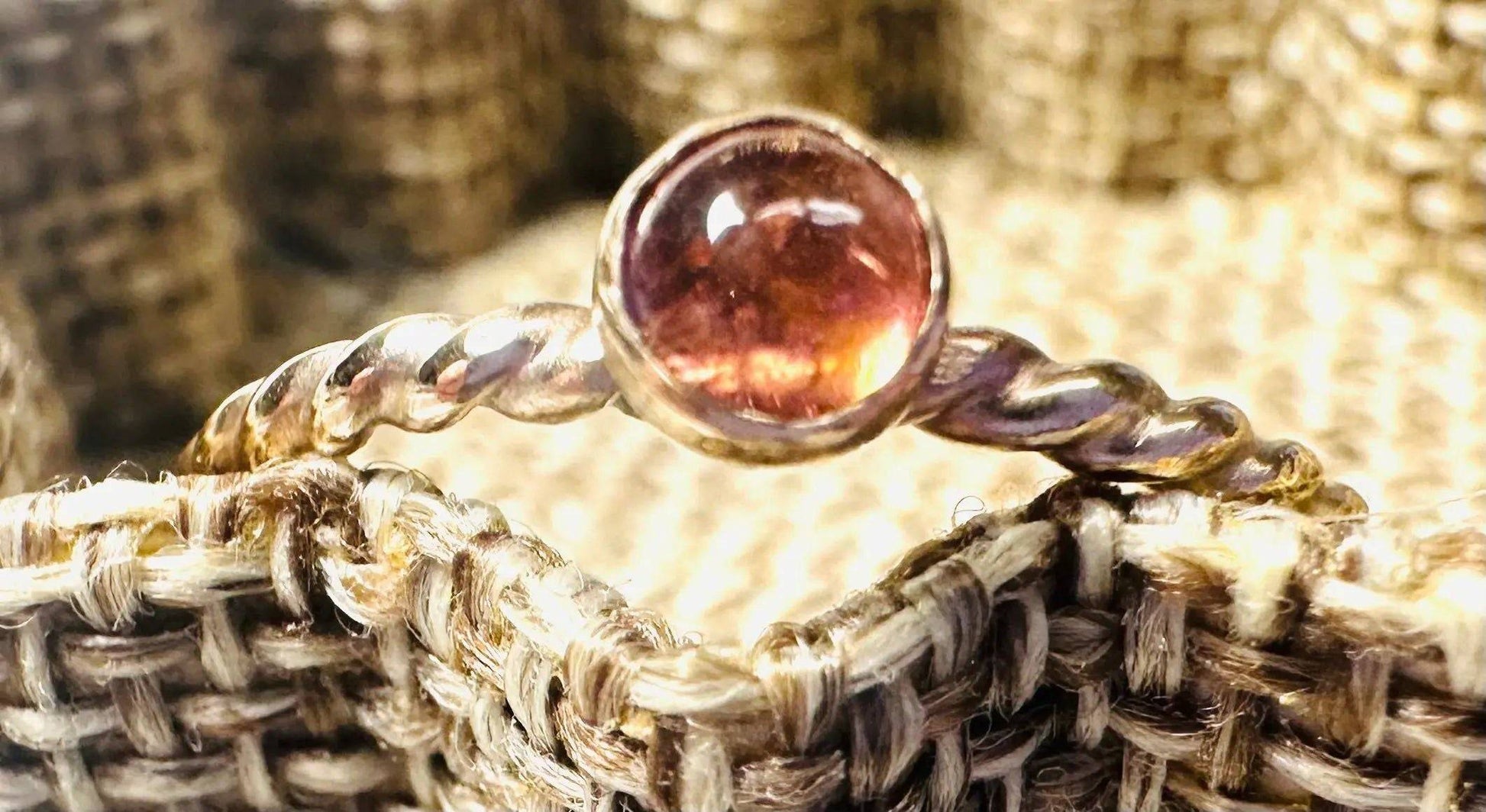 Gemstone Ring, Gold Bezel Ring, 4mm Bezel Ring, Twist Band Ring, Stacking Gemstone Rings 1/20 14K Gold Filled* Janine Gerade