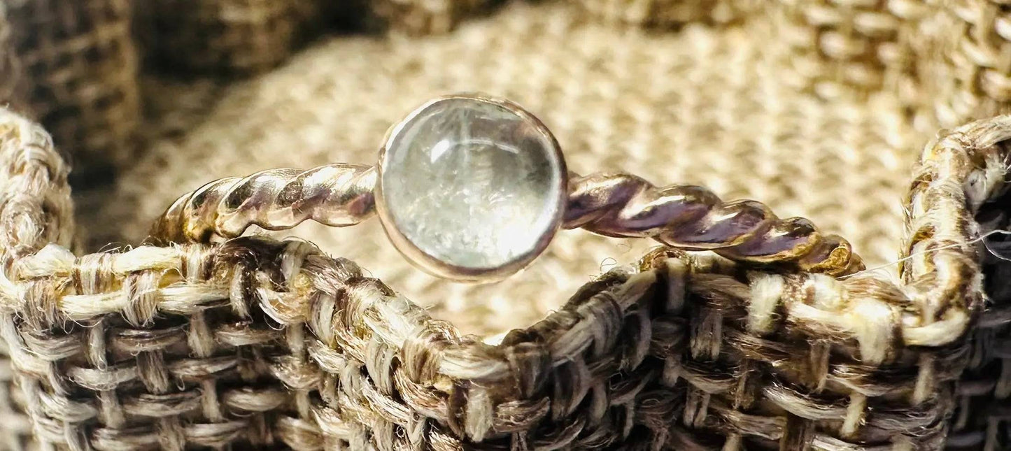 Gemstone Ring, Gold Bezel Ring, 4mm Bezel Ring, Twist Band Ring, Stacking Gemstone Rings 1/20 14K Gold Filled* Janine Gerade