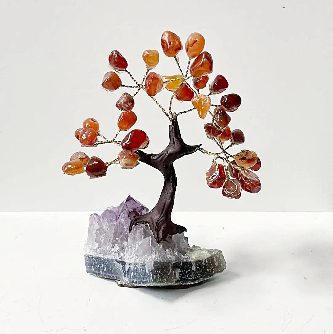 Gemstone Tree - Carnelian with Amethyst Base - 5-6" Tall Meraki Gemstones