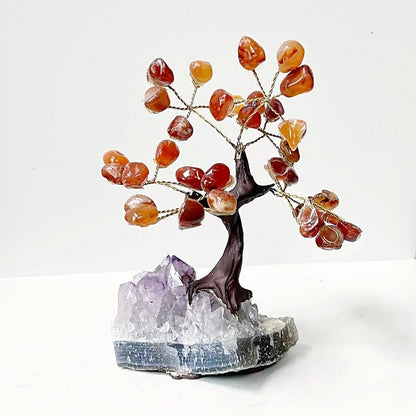 Gemstone Tree - Carnelian with Amethyst Base - 5-6" Tall Meraki Gemstones