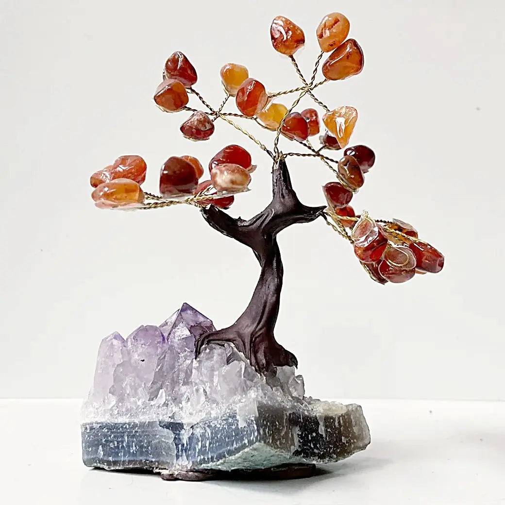 Gemstone Tree - Carnelian with Amethyst Base - 5-6" Tall Meraki Gemstones