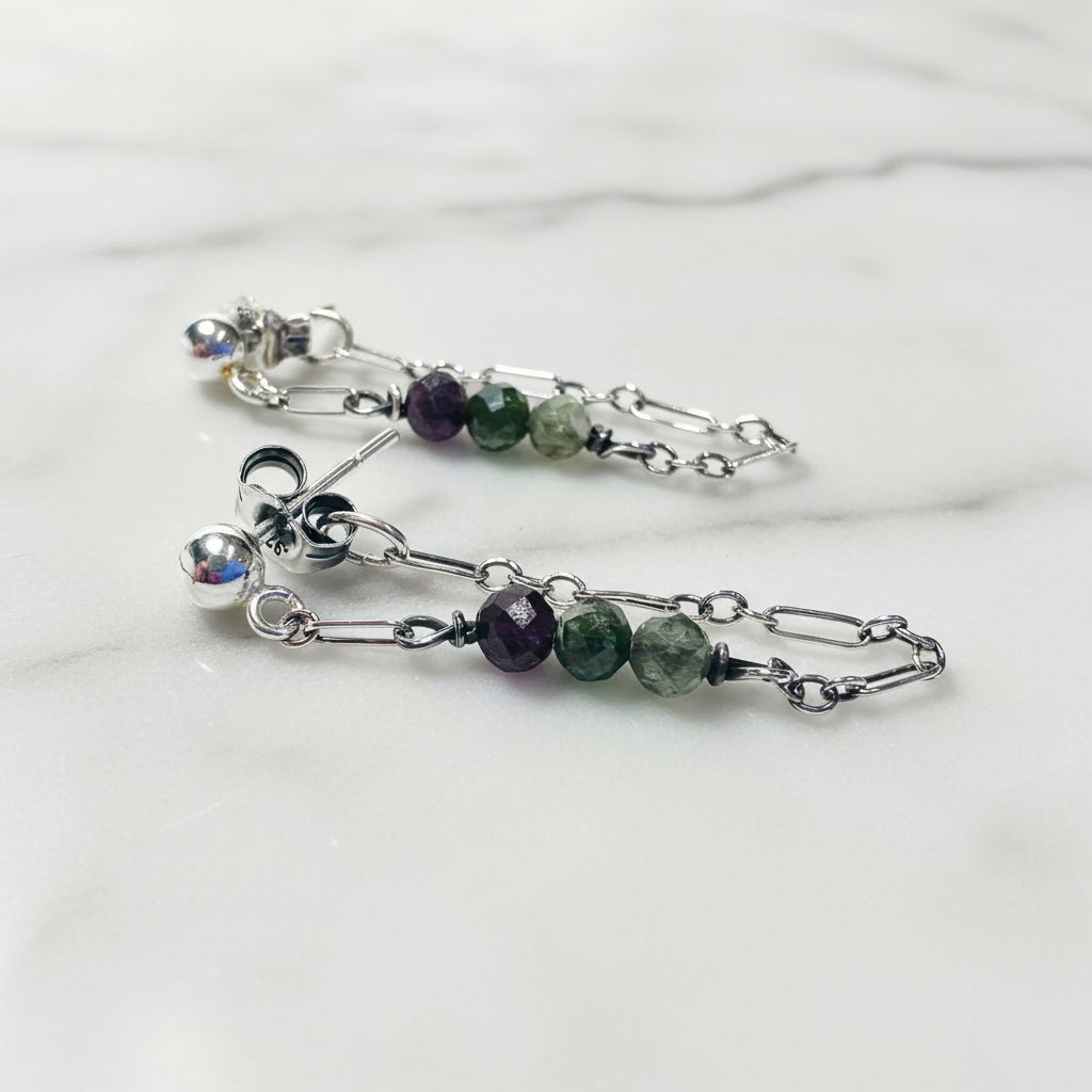 Chain Loop Earrings with beads