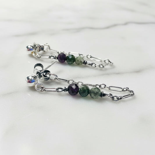 Chain Loop Earrings with beads