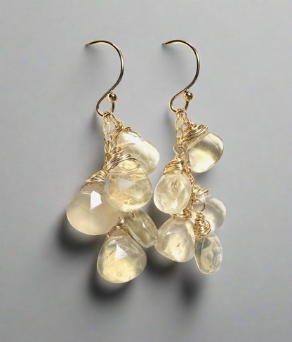 Citrine and Fluorite Drop Earrings*