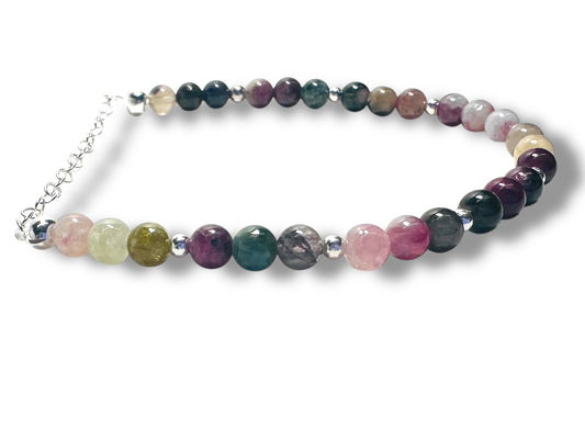 Chain and Gemstone Stretch Bracelet