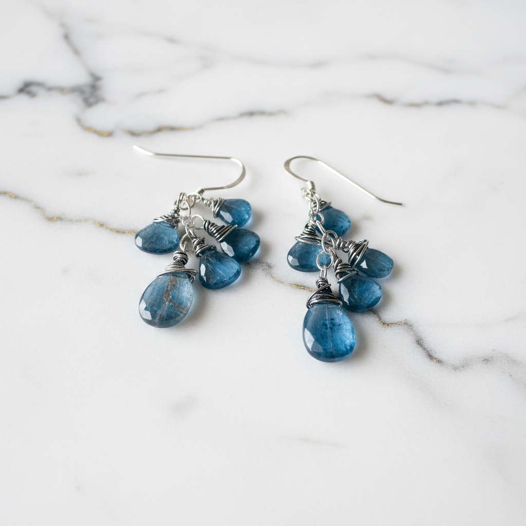 Kyanite Drop Earrings Sterling Silver Design
