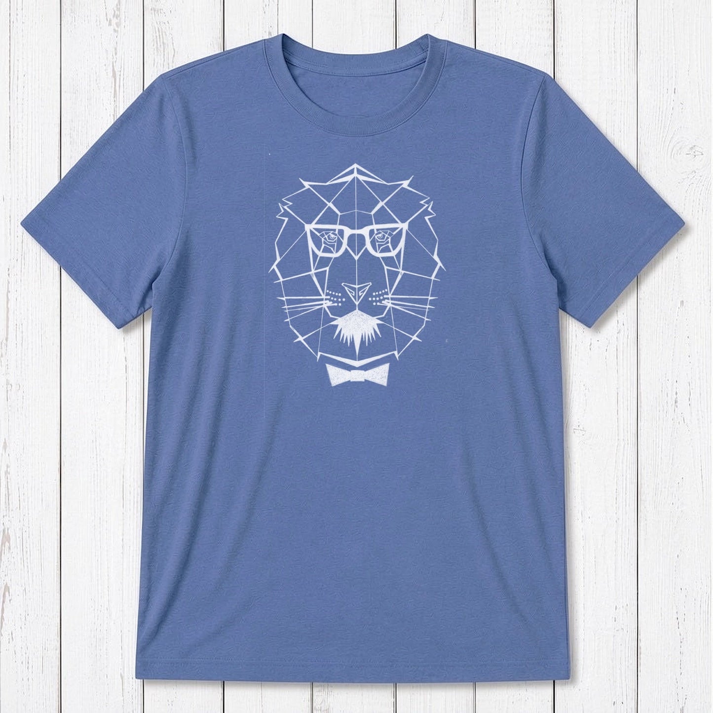 Blue Men's Lion T-Shirt in Bamboo & Organic Cotton featuring modern safari animal graphic, ideal gift for him representing leadership.