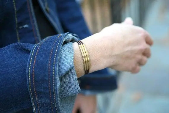 Pink Leather Silver/Gold Wrap Bracelet - One Size fits all - Uni-T