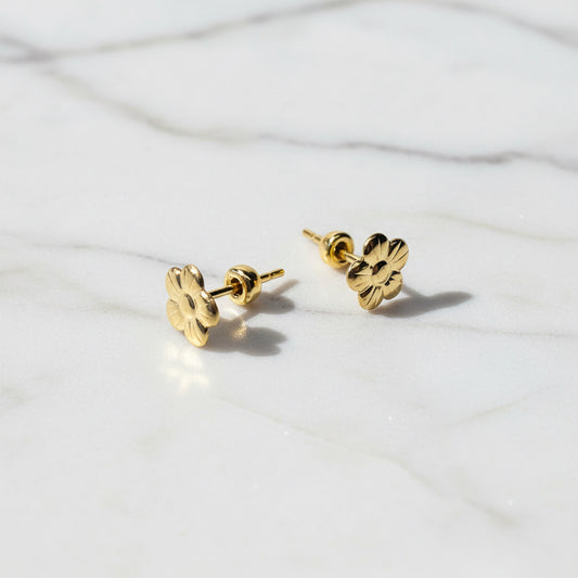 Gold filled flower stud earrings