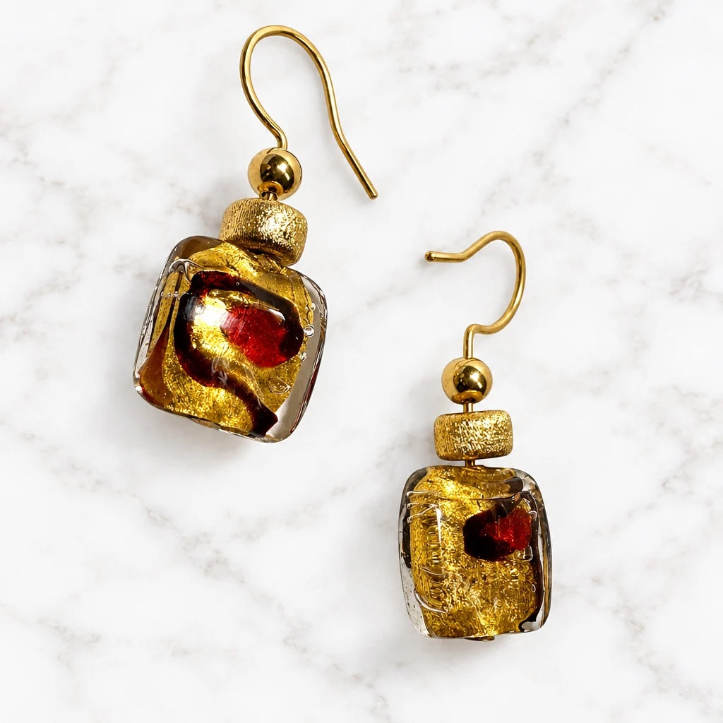 Golden Glass Earrings