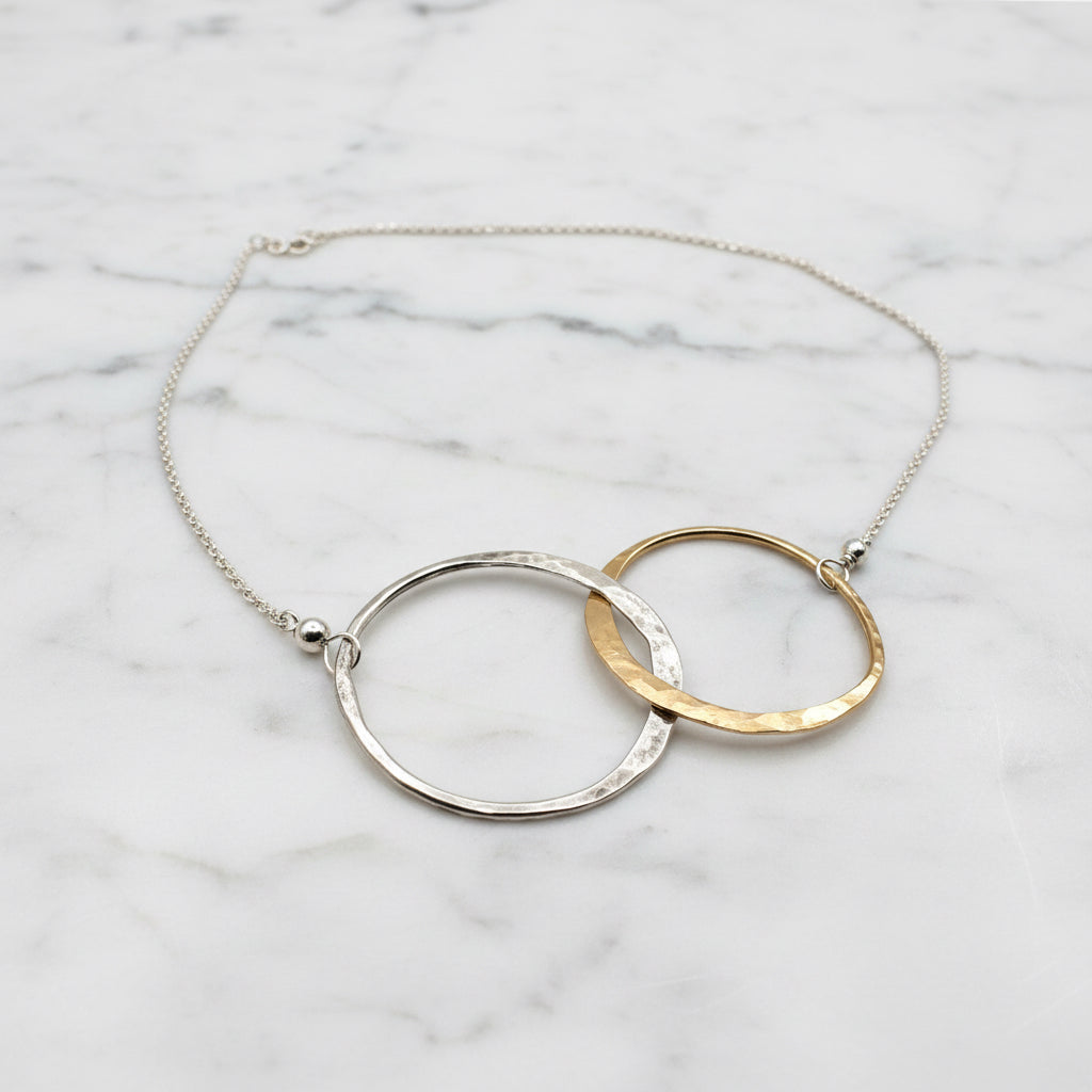 Gold Silver Circles Necklace for Everyday Elegance