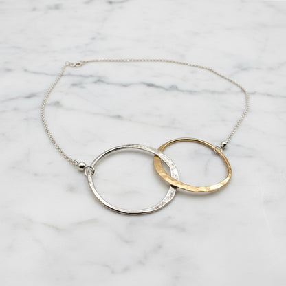 Gold Silver Circles Necklace for Everyday Elegance