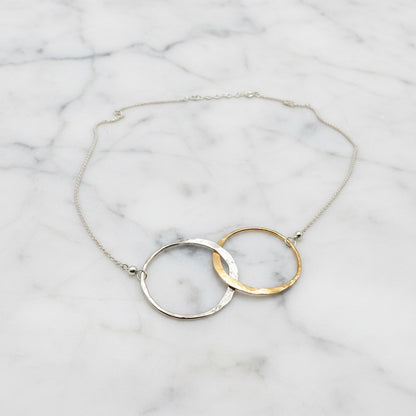 Gold Silver Circles Necklace for Everyday Elegance