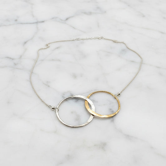 Gold Silver Circles Necklace for Everyday Elegance