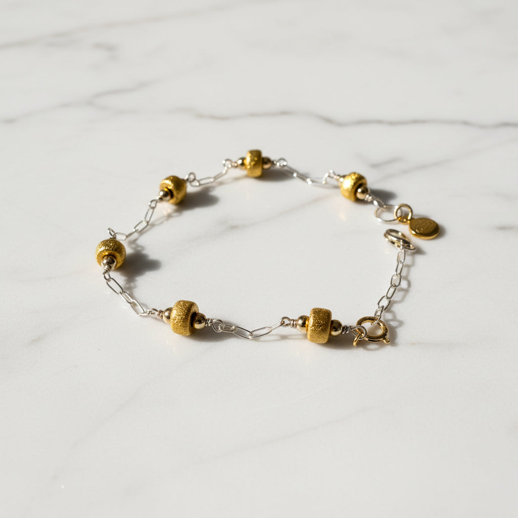 Gold and Silver Beaded Bracelet