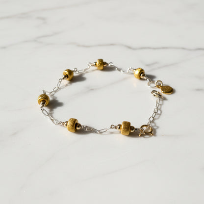 Gold and Silver Beaded Bracelet