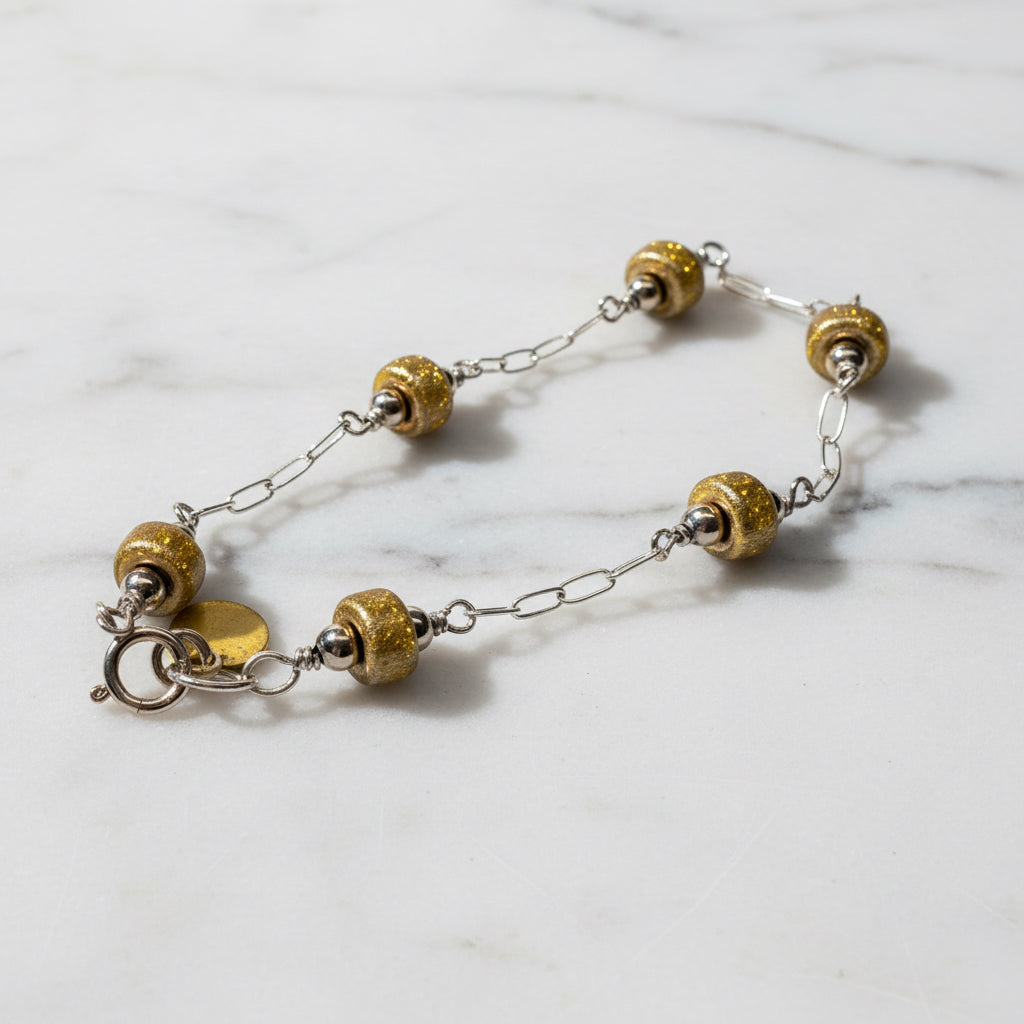 Gold and Silver Beaded Bracelet