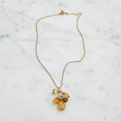 Golden Gemstone Charm Necklace
