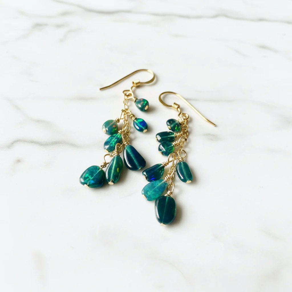 Cascading Opal Earrings/Green Blue Opal Earrings* Janine Design