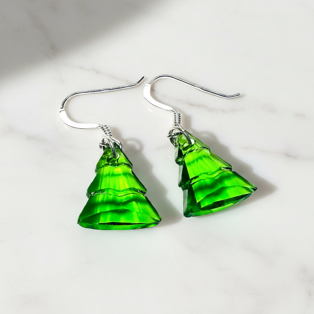 Christmas Tree Crystal Earrings*